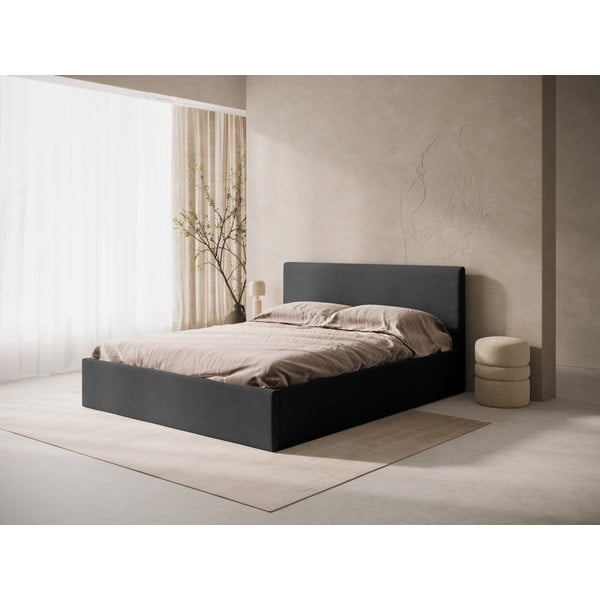 Antracīta pelēks polsterēts gultas galvgalis 210,5x100 cm Remo – Micadoni -image-1