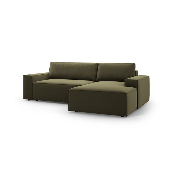 Zaļš samta salokāms/ar uzglabāšanas vietu stūra dīvāns (ar labo stūri/ar zvilni) Jodie – Micadoni -image-3