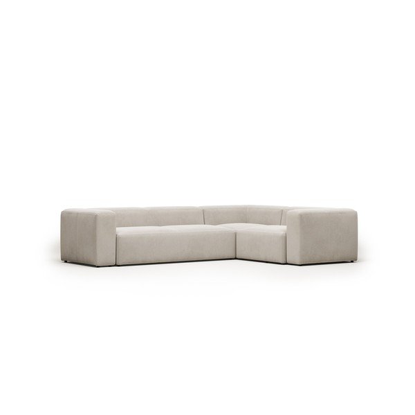 Bēšs stūra dīvāns no šenila auduma Blok – Kave Home