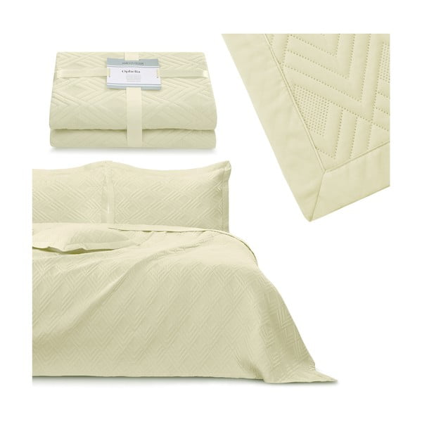 Bēšs mikrošķiedras stepēts gultas pārklājs 220x240 cm Ophelia – Restilo-image-4