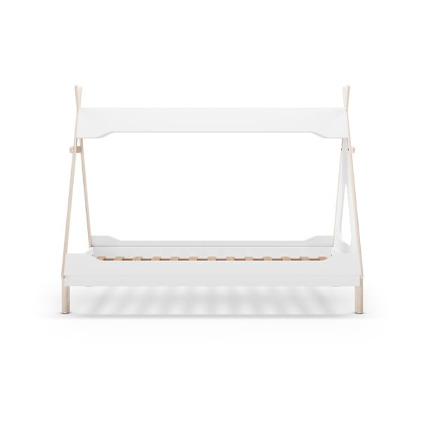 Balta priedes masīvkoka bērnu gulta mājas formā 90x190 cm Nora – Marckeric-image-3