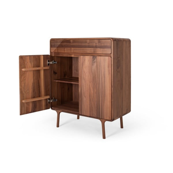 Brūna valrieksta masīvkoka kumode 90x110x45 cm Fawn – Gazzda-image-3