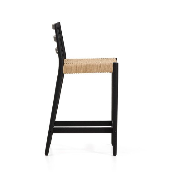 Melns/dabīga toņa ozola masīvkoka bāra krēsls (sēdekļa augstums 65 cm) Analy – Kave Home-image-4