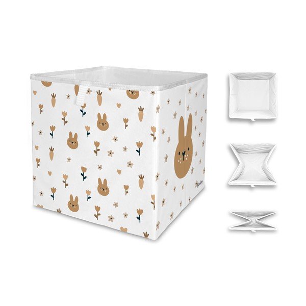 Balts tekstila bērnu rotaļlietu organizators 32x32x32 cm Sweet Bunnies – Butter Kings-image-3