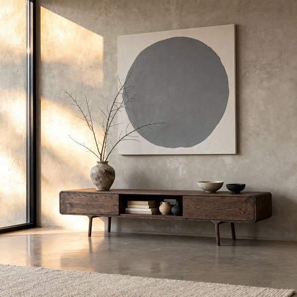 Brūns ozola masīvkoka TV galdiņš 220x45x45 cm Fawn – Gazzda-image-3