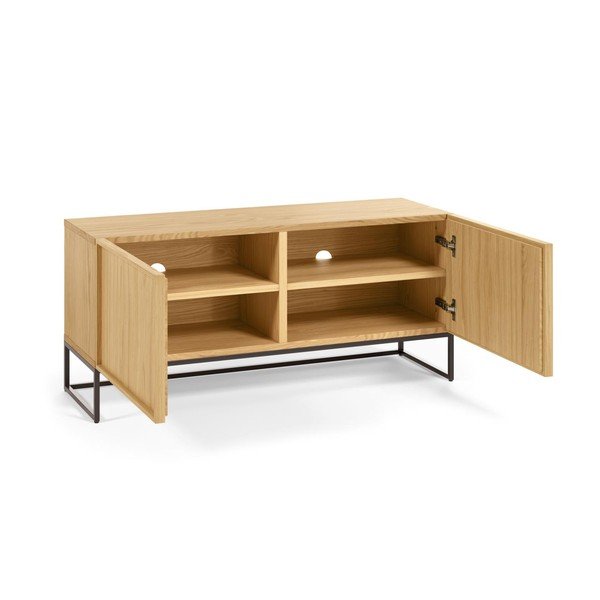 Dabīga toņa TV galdiņš ar ozolkoka imitāciju 112x51x42 cm Taiana – Kave Home-image-4