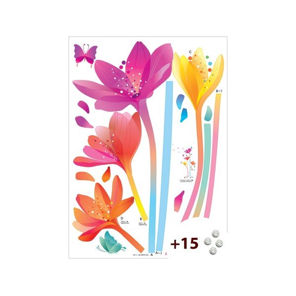 Uzlīmju un 15 Swarovski kristālu komplekts Ambiance Rainbow Flowers-image-1