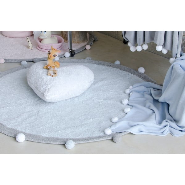 Gaiši zils mazgājams/ar rokām darināts kokvilnas bērnu paklājs ø120 cm Bubbly – Lorena Canals-image-4