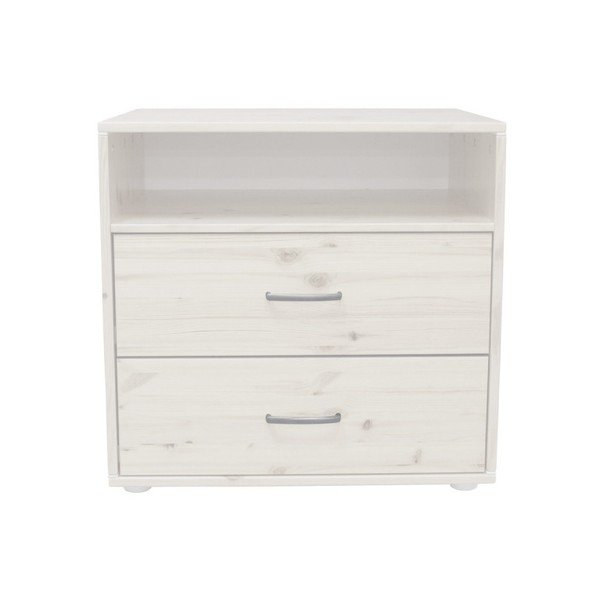 Balta bērnu kumode ar 2 atvilktnēm, kas izgatavota no priedes Flexa Classic-image-1