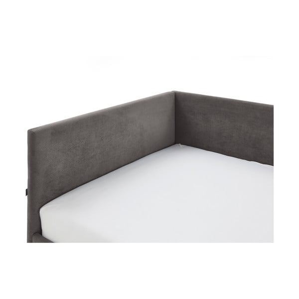 Antracīta pelēka polsterēta stūra bērnu gulta bez režģa 140x200 cm Cool – Meise Möbel-image-4