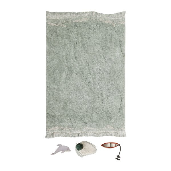 Piparmētru zaļš kokvilnas bērnu rotaļu paklājs 90x130 cm Waves – Lorena Canals