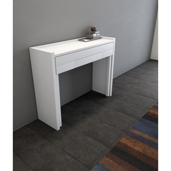 Darba galds ar baltu virsmu 36x110 cm Mel – Woodman-image-4