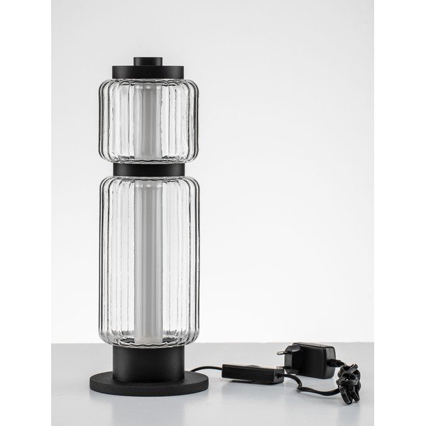 Matēti melna stikla LED galda lampa (augstums 39 cm) Liesa – Nova Luce-image-4