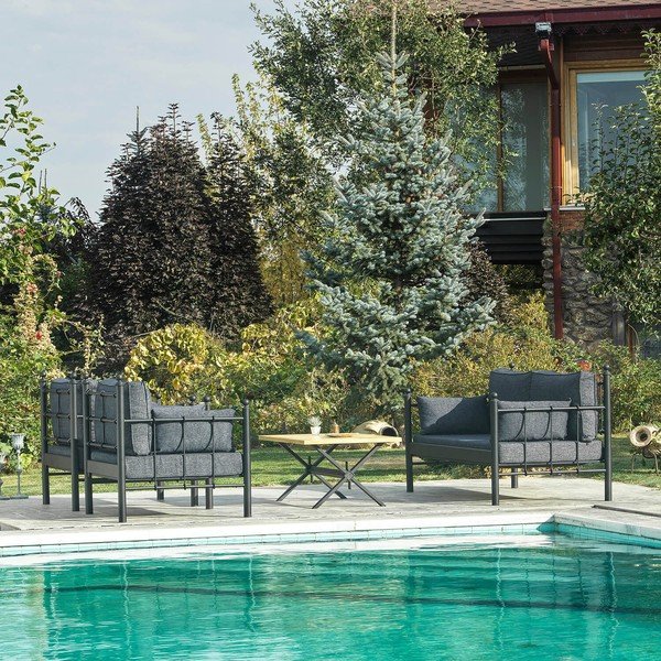 Melns/tumši pelēks dārza atpūtas komplekts 4 personām Lalas – Floriane Garden-image-4