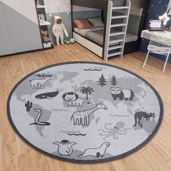 Pelēks apaļš paklājs ø 120 cm Animal World – Hanse Home-image-2