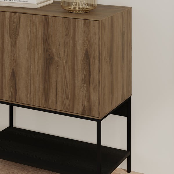 Melns/dabīga toņa skapītis ar ozolkoka imitāciju 80x90x40 cm Amira – Marckeric-image-4