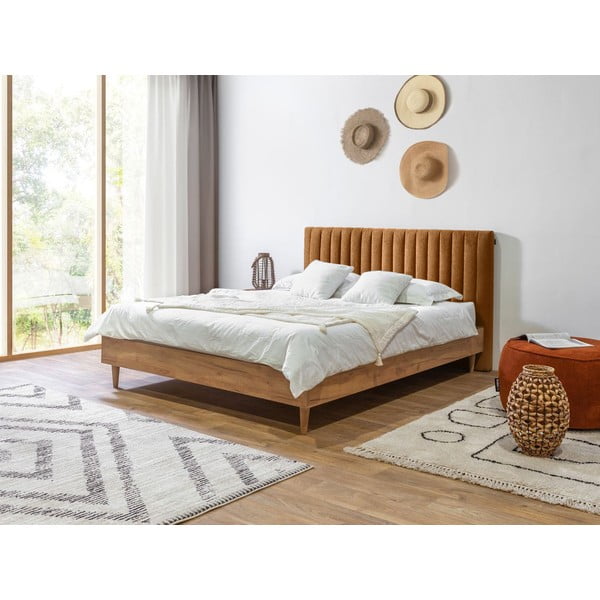 Vara krāsas/dabīga toņa divvietīga gulta ar redelēm 160x200 cm Oceane – Bobochic Paris-image-1