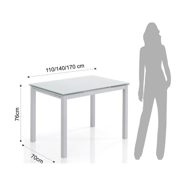 Izvelkams ēdamgalds ar stikla galda virsmu 70x110 cm Fast – Tomasucci-image-4