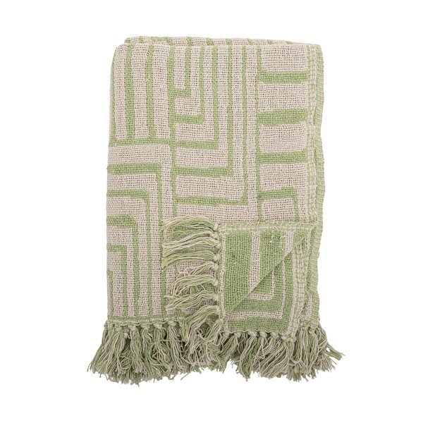 Zaļš pleds no kokvilnas maisījuma 130x155 cm Velva – Bloomingville