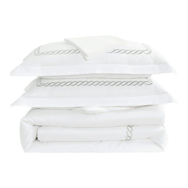 Balta divguļamā gultas veļa no kokvilnas satīna ar palagu 240x220 cm Whispered Serenity – Mila Home Luxury