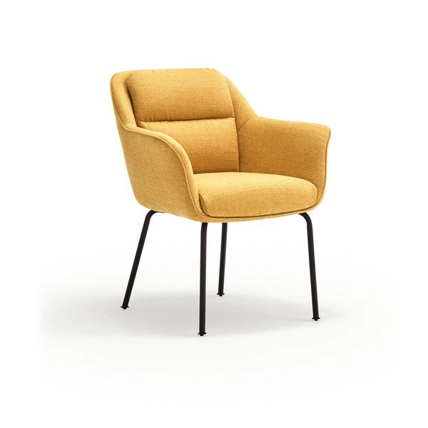 Sinepju dzeltens polsterēts ēdamistabas krēsls ar roku balstiem Sadira – Teulat