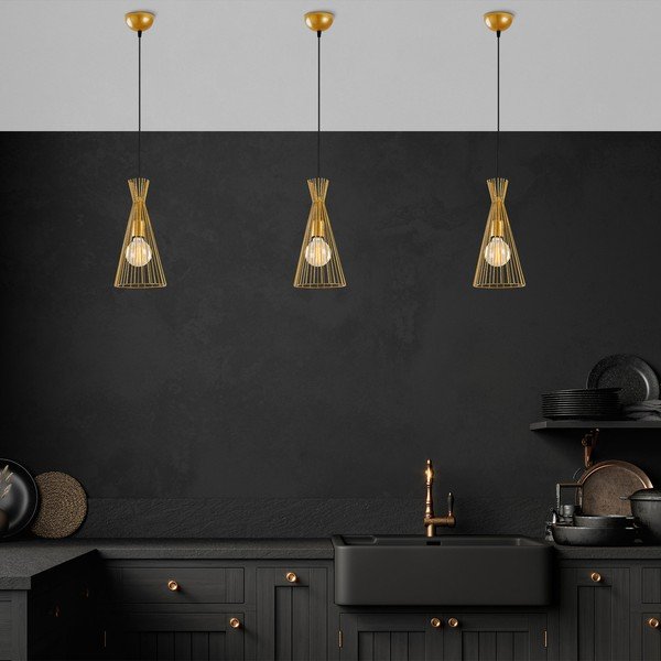 Zelta krāsas piekaramā lampa ar metāla abažūru ø 20 cm Mezopotamya – Opviq lights-image-2