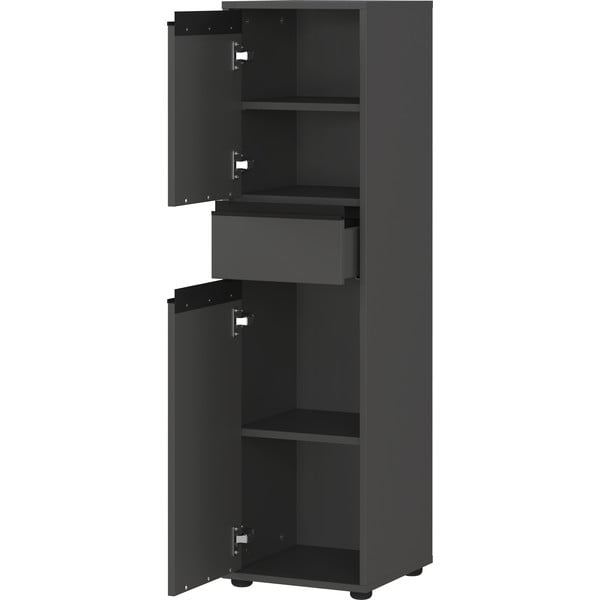 Antracīta pelēks augsts/šaurs vannas istabas skapis 33x121 cm Lemont – Germania-image-3