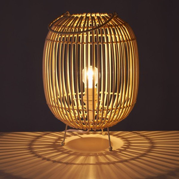 Dabīga toņa rotangpalmas galda lampa ar rotangpalmas abažūru (augstums 30,5 cm) Natural Way – Casa Selección-image-1