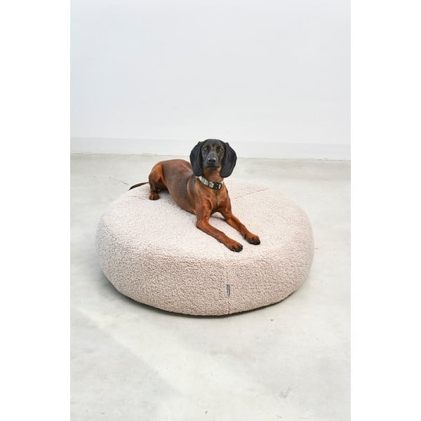 Bēša buklē mājdzīvnieku gulta suņiem ø 90 cm Senso Pouffe Greige M/L – MiaCara-image-2