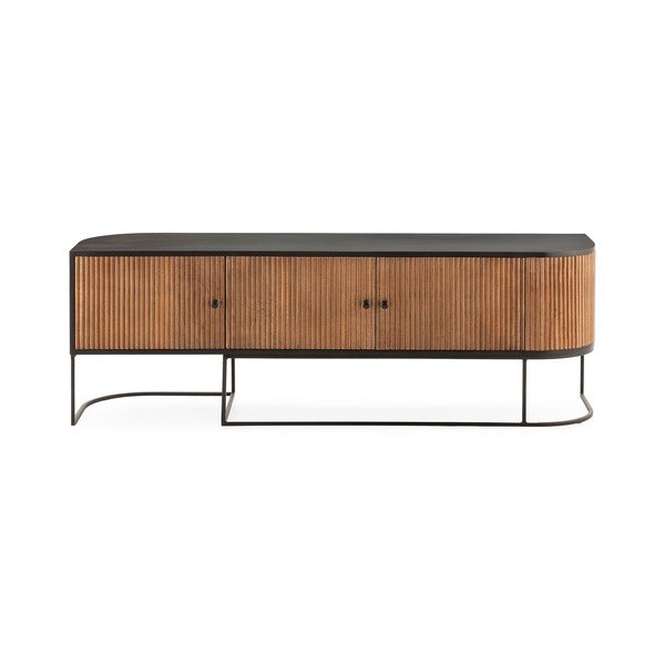 Dabīga toņa mango masīvkoka TV galdiņš 160x55x40 cm Curve – MOME-image-2