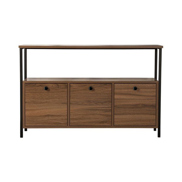 Tumša dabīga toņa konsoles galds ar riekstkoka imitāciju 29,5x120 cm Solace – Kalune Design