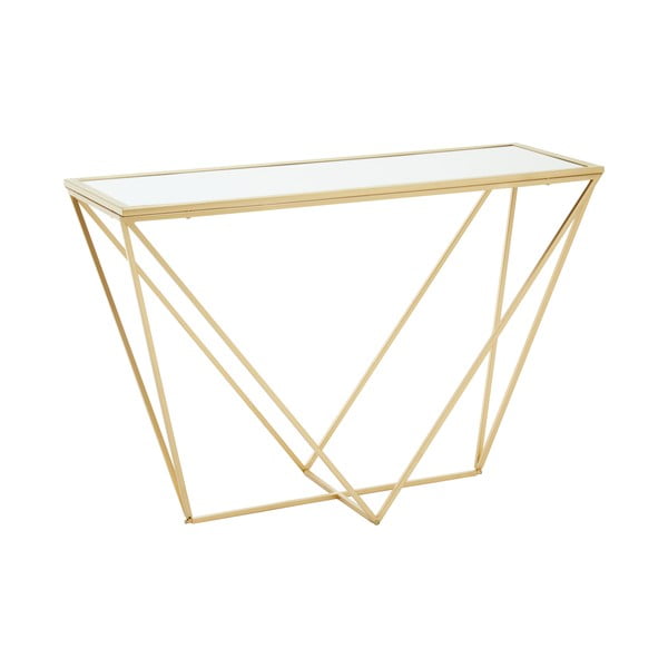 Zelta krāsas konsoles galds ar stikla galda virsmu 40x120 cm Farran – Premier Housewares-image-3
