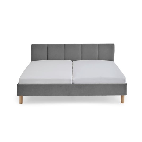 Pelēka polsterēta divvietīga gulta bez režģa 180x200 cm Joker – Meise Möbel-image-3