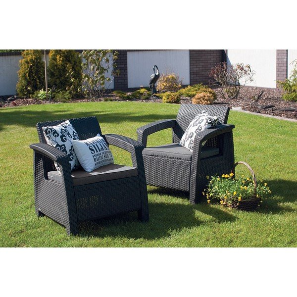 Tumši pelēks dārza atpūtas krēsls Corfu – Keter-image-2