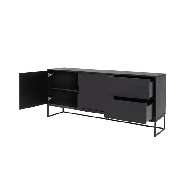 Melna zema kumode ar oškoka imitāciju 176x76 cm Lipp – Tenzo-image-4