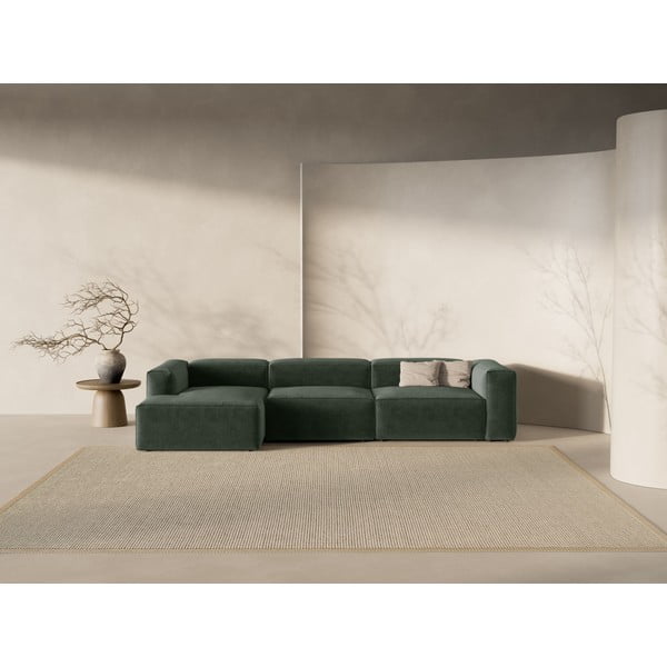 Zaļš stūra dīvāns (ar kreiso stūri/ar zvilni) Bergamo – Cosmopolitan Design-image-1