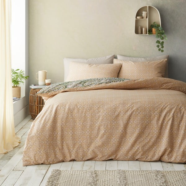 Zaļa/bēša divguļamā gultas veļa 200x200 cm Alba Geo – Pineapple Elephant-image-2