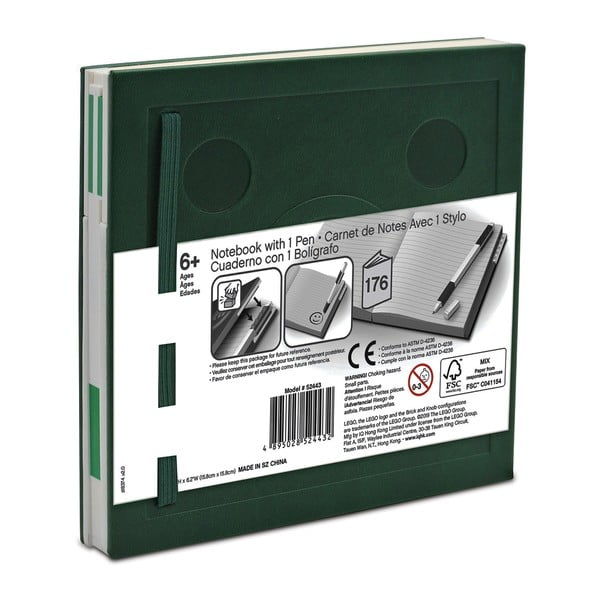 Zaļš kvadrātveida blociņš ar gēla pildspalvu LEGO®, 15,9 x 15,9 cm-image-2