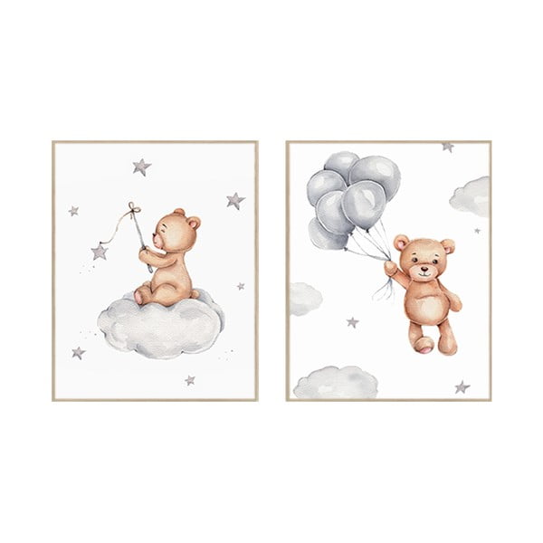 Bērnu plakāti (2 gab.) 30x40 cm Teddy Bears – knor