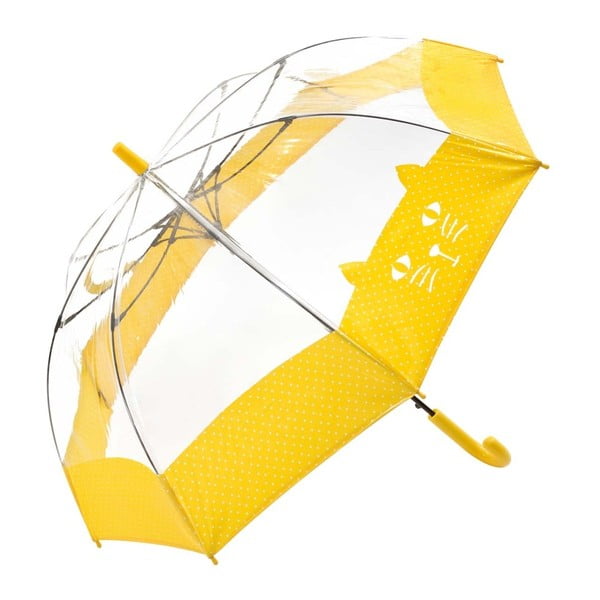Bērnu caurspīdīgs lietussargs ar dzeltenām detaļām Birdcage Chat, ⌀ 74 cm