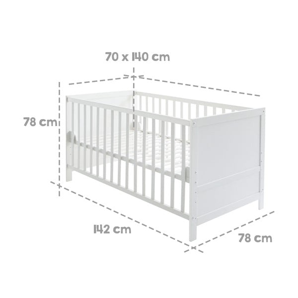 Balta bērnu gultiņa 70x140 cm – Roba-image-2