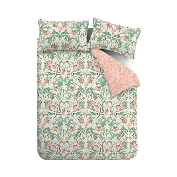 Zaļa/rozā gultas veļa vienvietīgai gultai 135x200 cm Clarence Floral – Catherine Lansfield