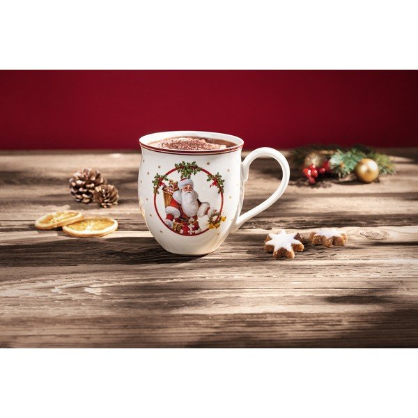 Balta porcelāna krūze ar Ziemassvētku motīvu Villeroy & Boch Santa un briedis-image-1