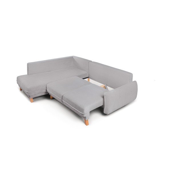 Gaiši pelēks velveta salokāms/ar uzglabāšanas vietu stūra dīvāns (ar labo stūri/L veida) Tori – Bonami Selection-image-2