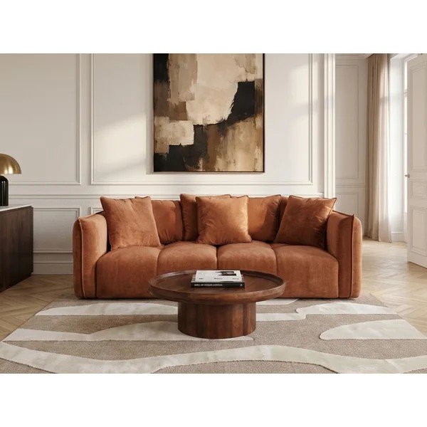 Oranžs dīvāns no šenila auduma Harlem – Bobochic Paris-image-1