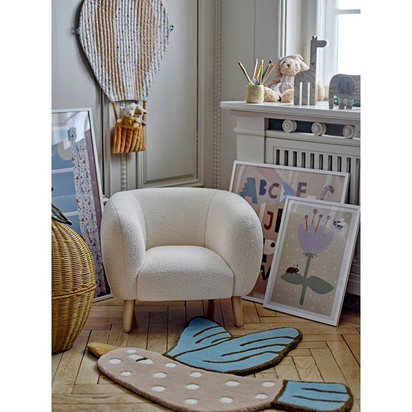 Balts bērnu atpūtas krēsls no buklē auduma Cade – Bloomingville Mini-image-2