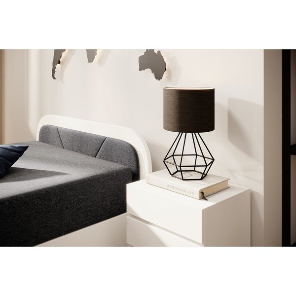 Balta/tumši pelēka polsterēta/no skaidu plāksnēm vienvietīga gulta ar veļas kasti un ar matraci 80x190 cm Parys – ELTAP-image-4