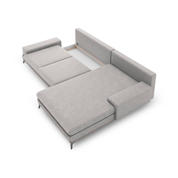 Gaiši pelēks izvelkamais stūra dīvāns ar veļas kasti Windsor & Co Sofas Planet, labais stūris-image-3