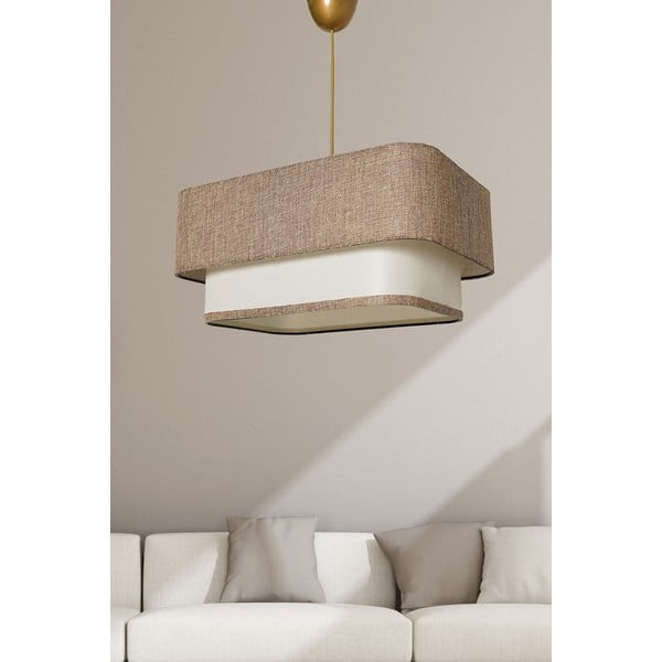 Bēša/krēmkrāsas piekaramā lampa ar džutas abažūru Varianza – Opviq lights-image-1