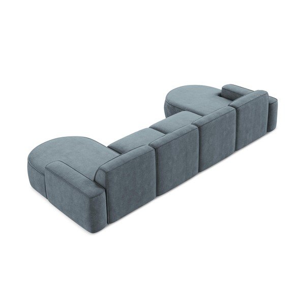 Dūmakaini zils (U veida) stūra dīvāns no šenila auduma Omao – Makamii-image-3